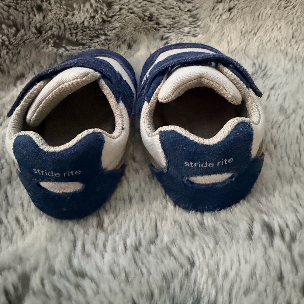 Stride Rite Navy and Tan Baby Velcro Trainer Shoes - Picture 3 of 4